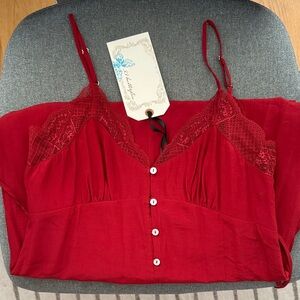 Lovestitch Lace Trim Buttoned Slip Dress